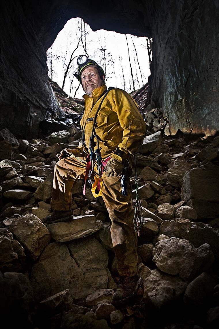 Portrait of famous explorer adventure writer Chris Nicola in US Cave