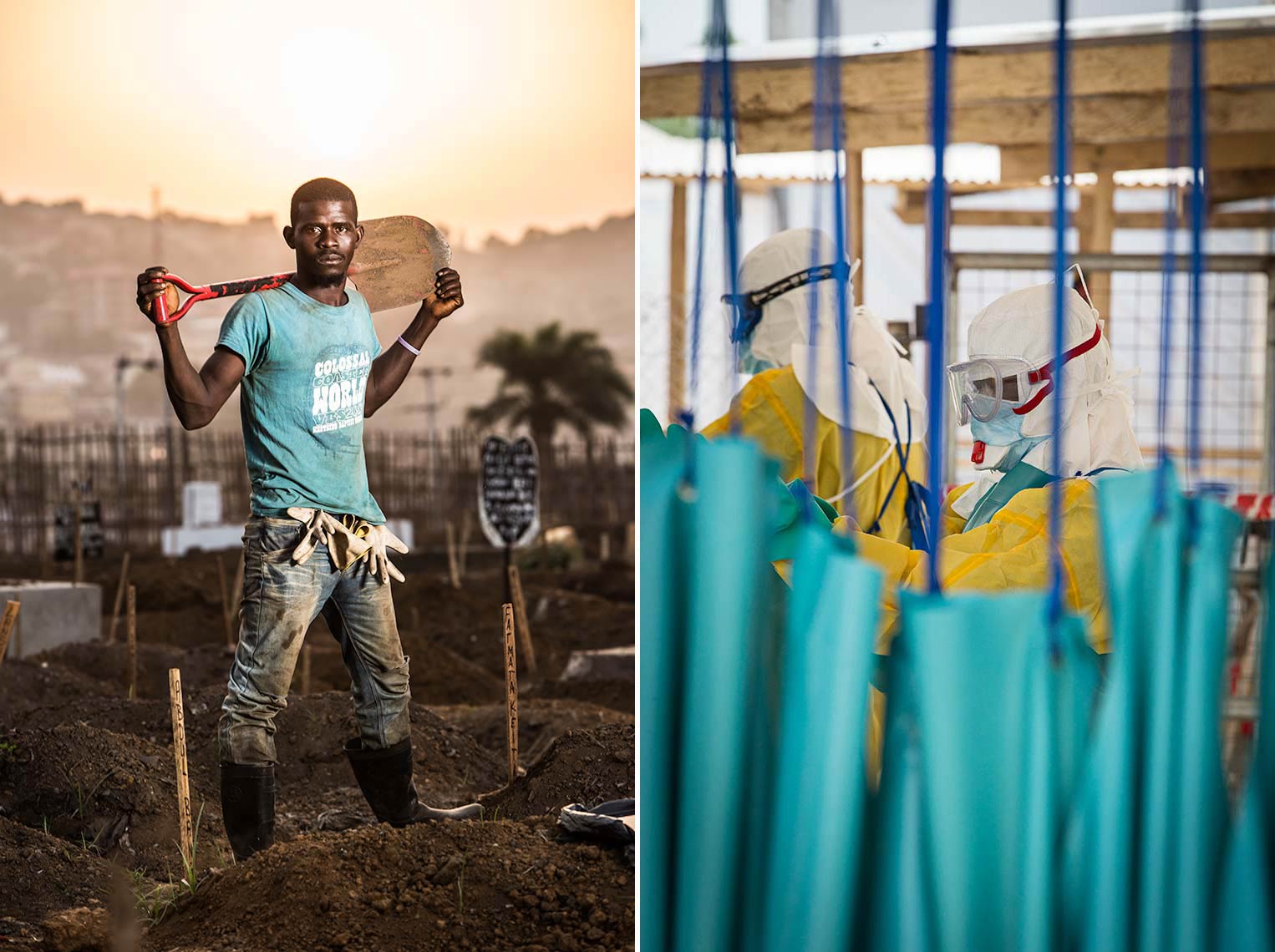Portrait of Gravedigger at sunset in Ebola Graveyard Freetown Sierra Leone