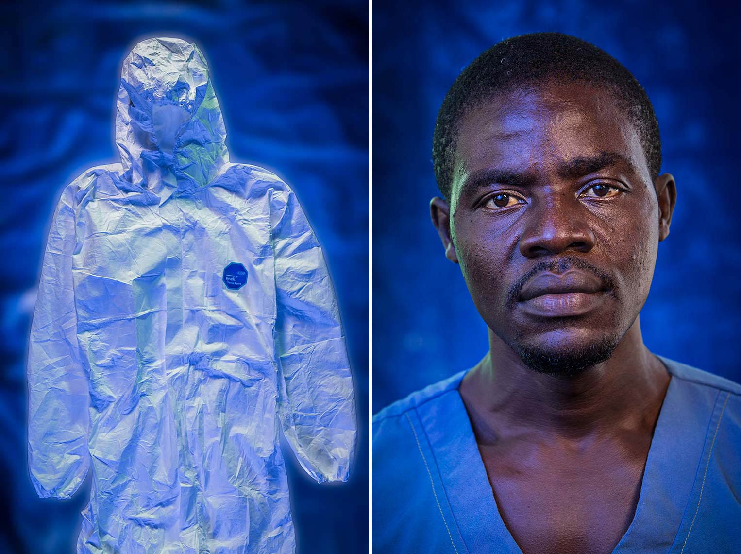 Dramatic location studio portraits of Ebola Hospital personnel