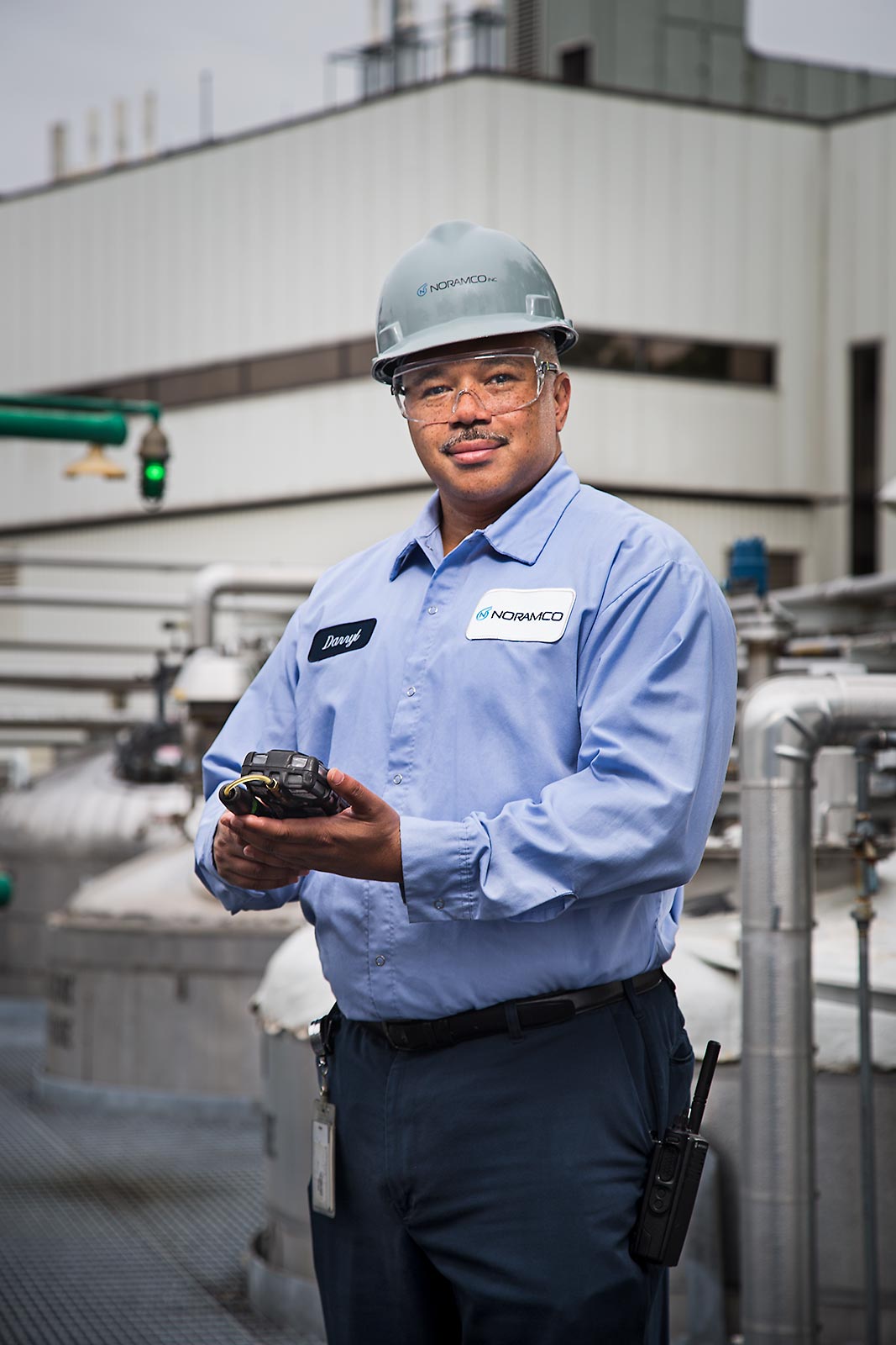 Portrait of African American Industrial worker in manufacturing facility 